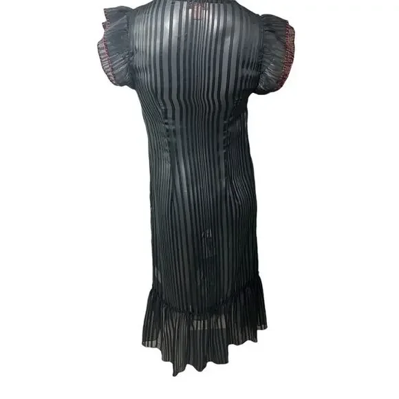 Anthropologie Not So Serious Dress Black Beaded Floral Black 2 Fairy Whimsigoth - Picture 9 of 13